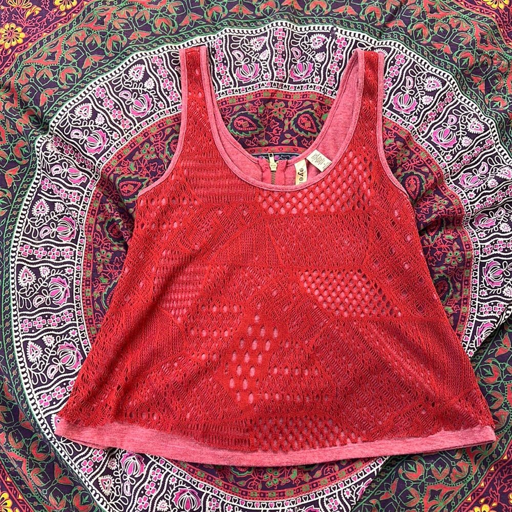 Crochet rust tank top with back zipper